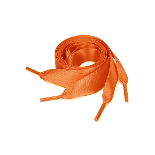 INSPIRE CHIC Women's 2 Pairs Flat Ribbon Sneaker Canvas Shoelaces Orange 80cm/31.5"