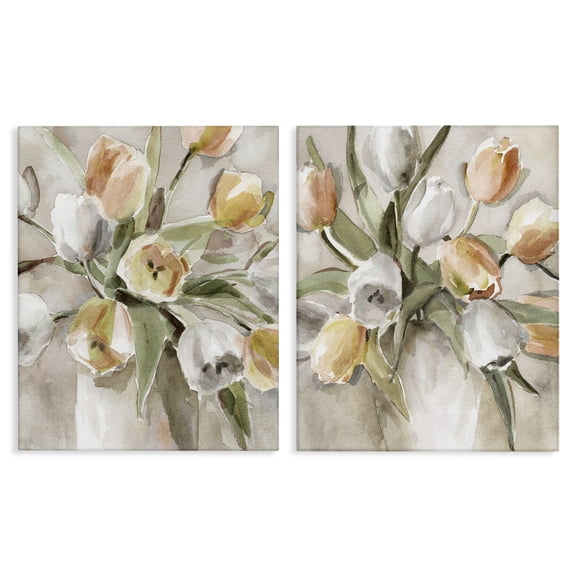 Stupell Industries Watercolor Style Tulip Bouquets Floral Painting Wrapped Canvas Canvas Art Print Wall Art, 16 x 20, Set of 2