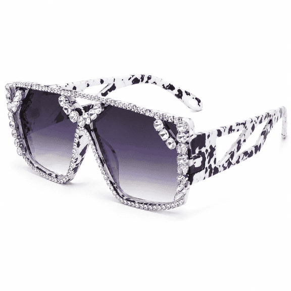 Oversized Square Diamond Sunglasses for Women Fashion Sparkling Crystal Retro Disco Sunglasses