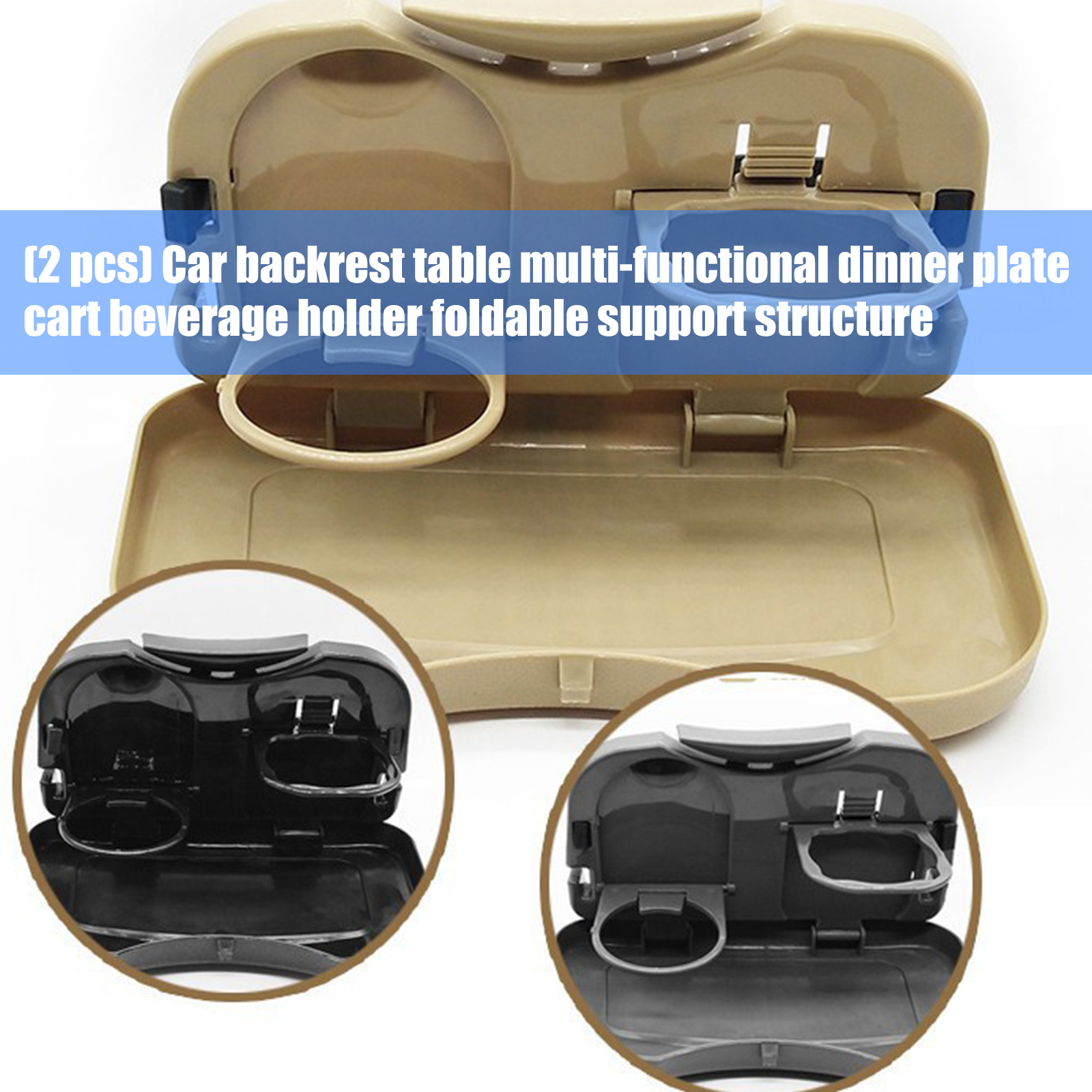 Foldable Back Tray With Cup Holders & Portable Travel Tray for Office Work, Commuting, Road Trips