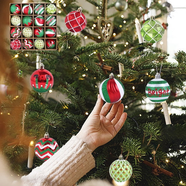 Fiudx Decoración del hogar Accesorios para fiestas navideñas Juego de bolas navideñas pintadas Bolas de plástico Ventana disponible Árbol de Navidad disponible Árbol de Navidad pequeño colgante