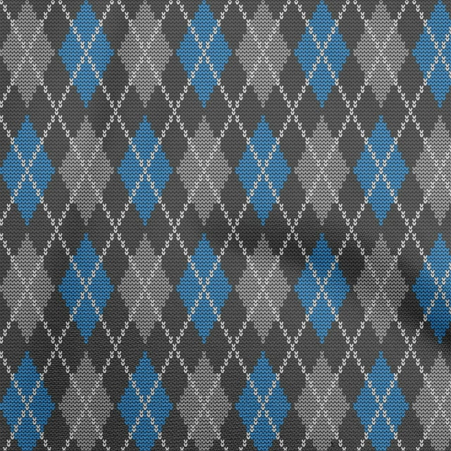 oneOone Georgette Viscose Blue Fabric Argyle Craft Projects Decor Fabric Printed By The Yard 42 Inch Wide