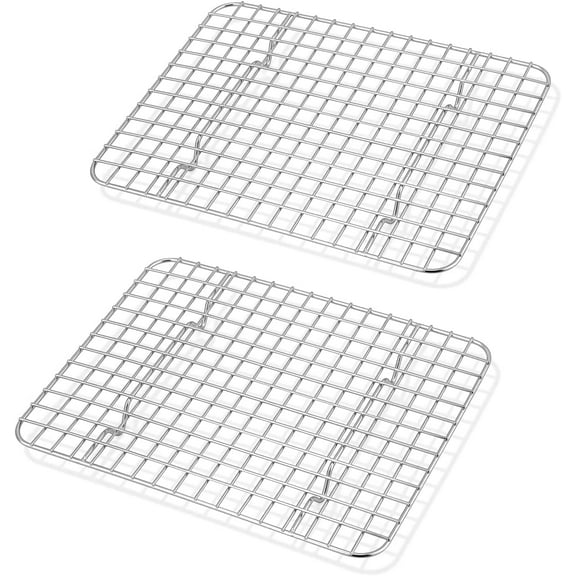 MY Mini Cooling Rack Set of 2, Stainless Steel 8.75’’ x 6.25’’ Toaster Oven Grid Rack for Baking Roasting Broiling Grilling, Bakeable Rack for Cookies, Non-Toxic & Heavy Duty, Dishwasher Safe