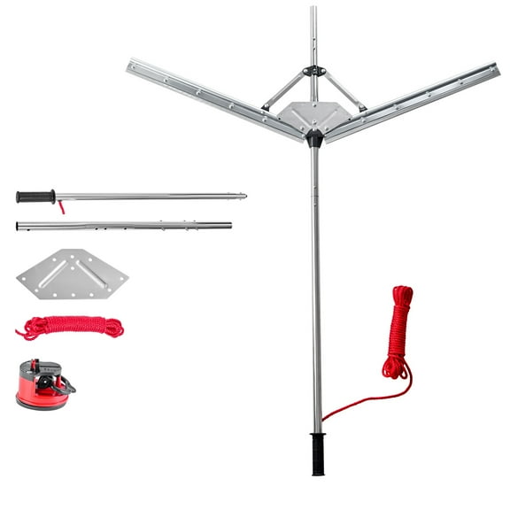 KFFKFF Lake Weed Cutter with 48 in Cutting Width, Durable Steel Blades, and 30 ft Throw Rope, Ideal for Aquatic Plants like Cattails, Phragmites, Lily Pads, and Chara