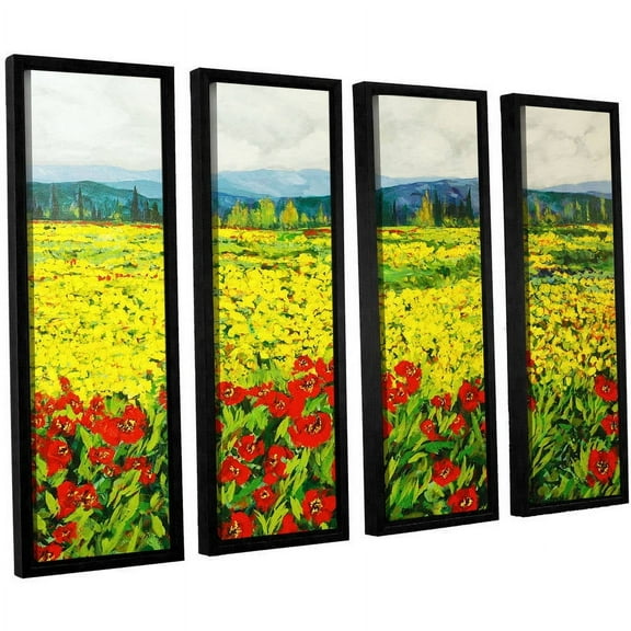 ArtWall Allan Friedlander "Zone De Fleurs" 4-Piece Floater-framed Canvas Set