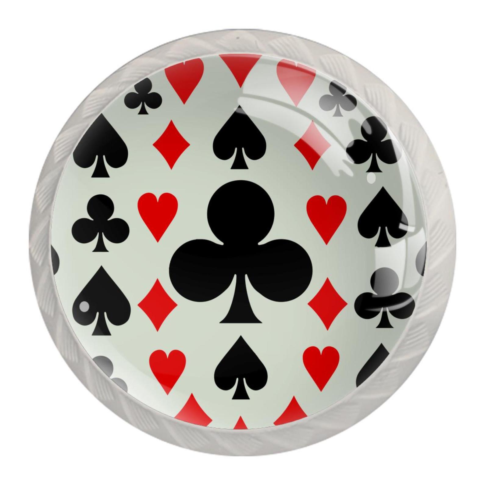 4 Pcs Poker Cards Knobs for Kitchen Cupboard Dresser Bookcase