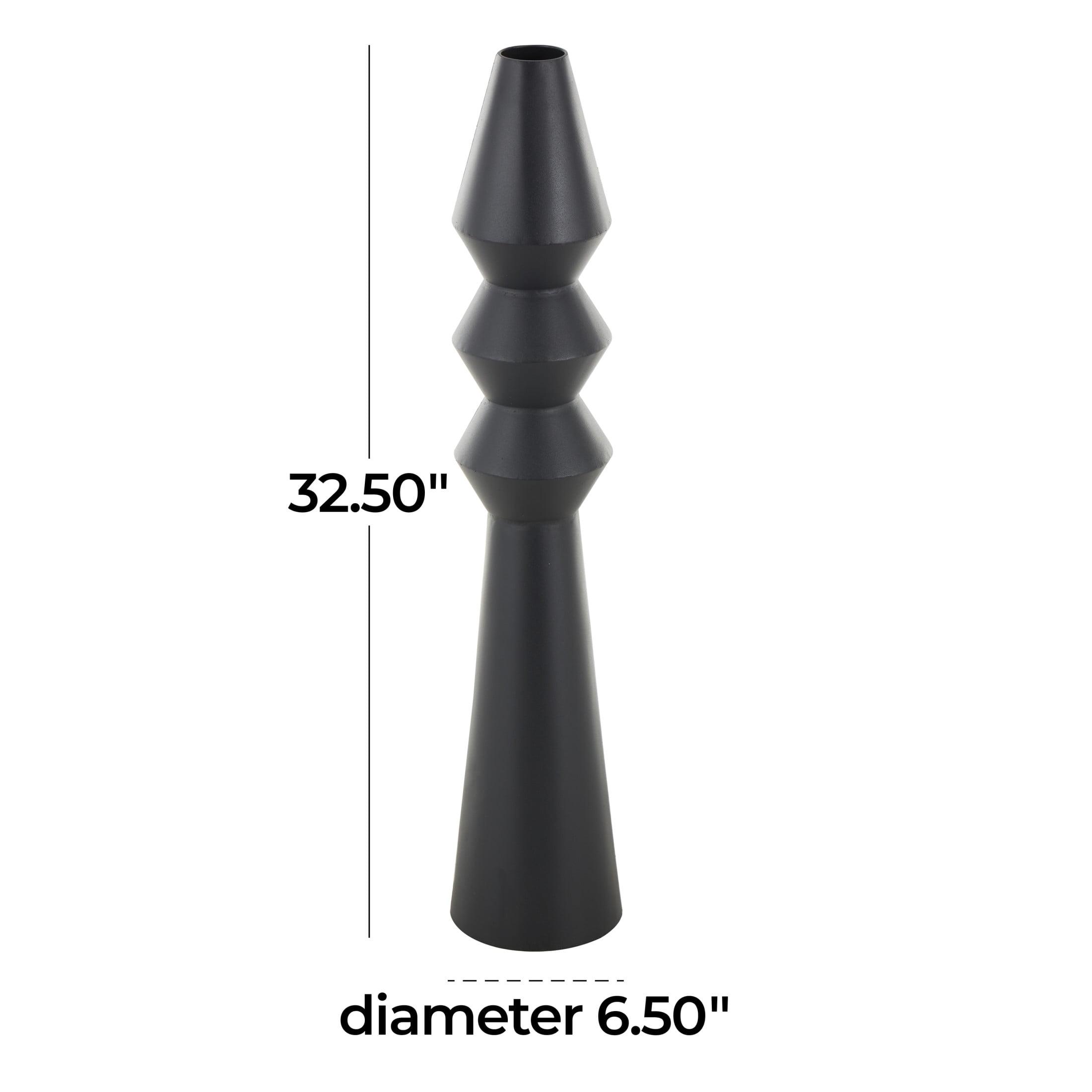 DecMode 33" Art Deco Fluted Black Metal Vase