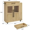 thumbnail image 2 of WALYWIK Rolling Wooden Kitchen Island with Drawer, Kitchen Cart with Storage Cabinet on Wheels, Thicker Wooden Top Portable Trolley Island with 3 Spice Rack for Kitchen, Dining Room, Natural Oak, 2 of 7