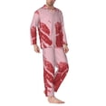 thumbnail image 2 of Sikiie Striped Meat Mens Pajama Set, Soft Warm Long Sleeve Sleepwear, Cozy Button-Down Pjs for Men-XX-Large, 2 of 7