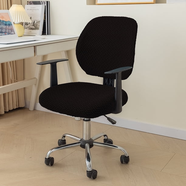 Nvzi Fundas elásticas para silla de oficina y computadora, 2 piezas, para escritorio, universales, giratorias, color negro