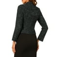 thumbnail image 3 of INSPIRE CHIC Women's Long Sleeve Plaid Tweed Blazer Button Down Work Short Jacket M Black, 3 of 6