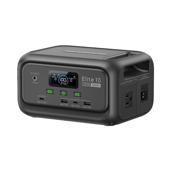 BLUETTI Elite 10 (2025 New) Mini Power Station, 128Wh LFP Power Bank with 200W AC Outlet, 10ms UPS, Portable Power for Camping, Travel, and Outage
