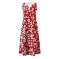 thumbnail image 5 of VBVC Women's Floral V-Neck Maxi Dress,Sleeveless Button Detail Flowy Dress For Women,Ladies Summer A-Line Beach Boho Sundress with Pockets,Red,S-5XL, 5 of 6
