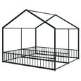 thumbnail image 6 of Metal Twin Size House Platform Beds, Two Shared Beds, Black, 6 of 12