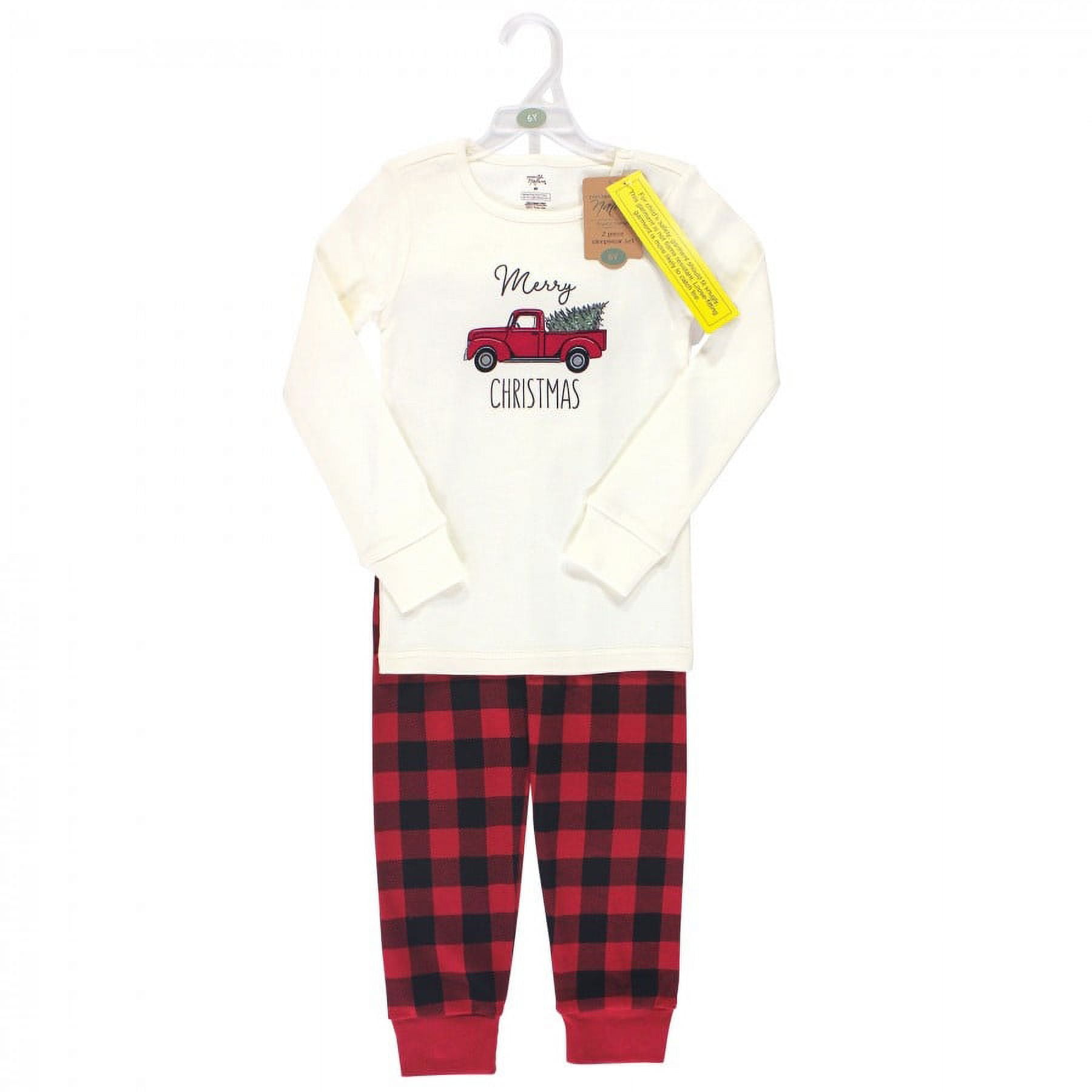 Touched by Nature Baby, Toddler and Kids Unisex Holiday Pajamas, Kids Christmas Tree, 2T
