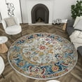 thumbnail image 5 of Traditional Area Rug (7'10'' Round) Oriental Cream, Blue Indoor Round Easy to Clean, 5 of 6