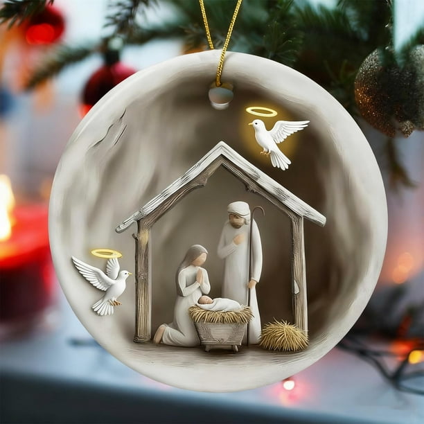 Adornos navideños, regalos navideños, adornos navideños redondos de acrílico para colgar en el belén de 8 cm, adornos navideños de acrílico transparente de colores, colgantes para puertas y ventanas d