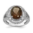 thumbnail image 3 of 925 Sterling Silver Rhodium Oval Diamond and Smoky Quartz Ring Size 7, 3 of 3