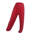 thumbnail image 5 of Sakmal Plus Size Womens Pants Wide Leg Pleated Casual Cotton High Waisted Full Length Red Solid Pants with Pockets, 5 of 5