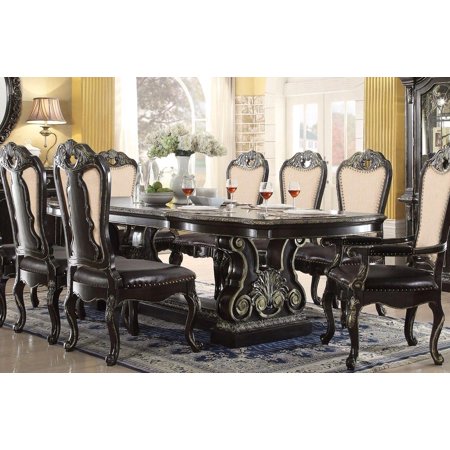 Mcferran D5188 T Ebony Gold 88 112 Gothic Style Double Pedestal Mcferran D5188 T Ebony Gold 88 112 Gothic Style Double Pedestal Dining Table