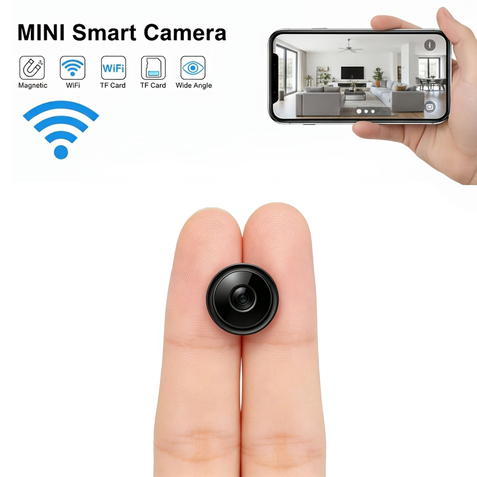 2K Mini Security Camera Dual Band WiFi Magnetic Indoor Cam, 130° Wide Angle AI Human Detection IR Night Vision Two-Way Audio Home Pet Baby Monitor