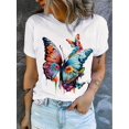 thumbnail image 1 of Vibrant Floral Butterfly Print T-Shirt - Soft Short Sleeve Crew Neck Top for Women - Perfect for SumCamisetas para mujer, lindas camisetas con estampado gráfico, de manga corta, estilo casual, para ve, 1 of 7