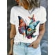 thumbnail image 1 of Vibrant Floral Butterfly Print T-Shirt - Soft Short Sleeve Crew Neck Top for Women - Perfect for SumCamisetas para mujer, lindas camisetas con estampado gráfico, de manga corta, estilo casual, para ve, 1 of 7