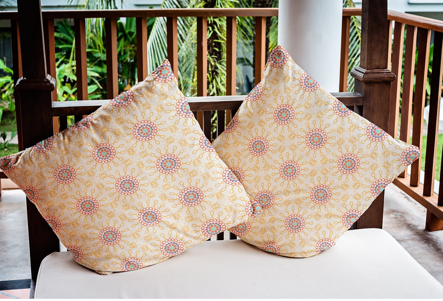 16"x16" Simply Daisy Sun Tile Poly Indoor/Outdoor Pillow, Yellow Qty 1