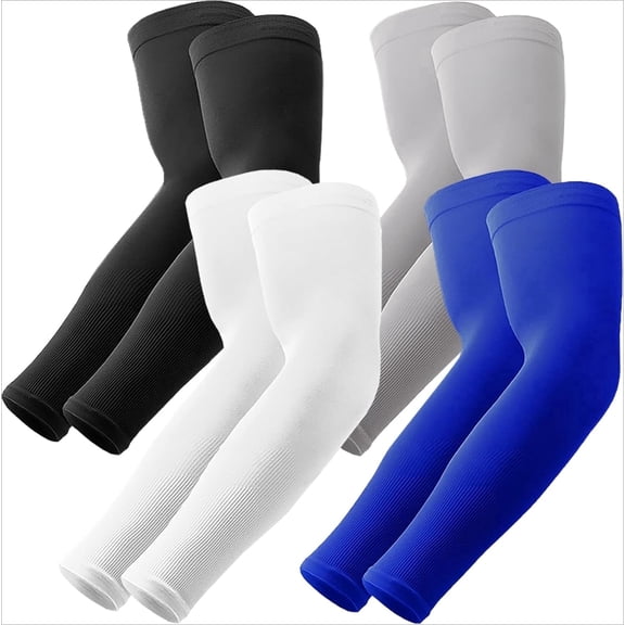 4 Pairs UV Protection Cooling Arm Sleeves, Sports Compression Sleeves for Golf Basketball