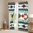 thumbnail image 3 of Manfei Tribal Aztec Kitchen Curtains, Boho Geometric Black Out Curtains Pack of 2 (42x63 Each), Teal, Orange and White, 3 of 6
