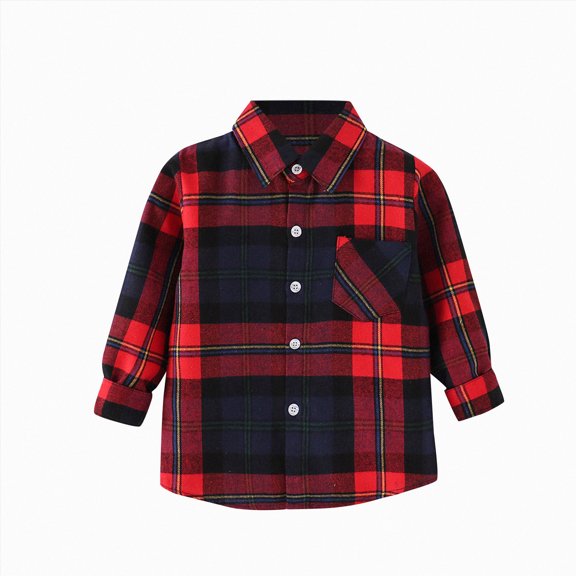 Splozh Toddler Baby Boys Girls Flannel Plaid Jacket Coat Kids Long Sleeve Lapel Button Down Shirts Fall Cardigan Clothes Toddler Boy Jacket,Black,5-6 Years