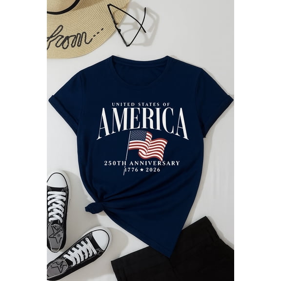 United States of America, 250th Anniversary Shirt, 1776-2026 American Flag Tee, 4th of July Shirts for Women, Patriotic USA T-Shirt