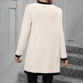 thumbnail image 4 of WTOBBY Women's Knitted Cardigan Jacket with Single Breasted Front and Patch Pockets, Mid Length Contrast Color, Casual Long Sleeve,White S, 4 of 4
