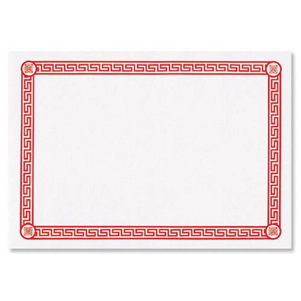 Red Greek Key Border Disposable Paper Placemats 14in. x 10in. 25