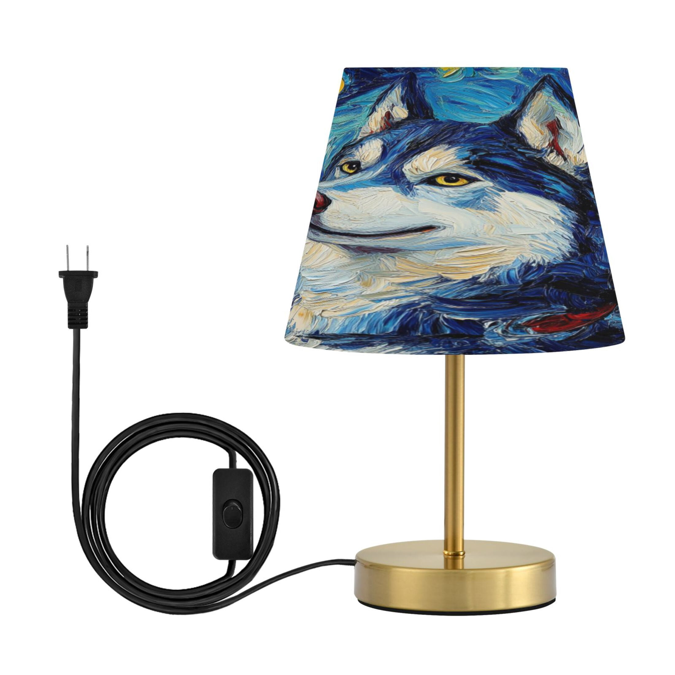 Wobogo Oil Painting Styles Husky Table Lamps Three-channel Adjustable Lighted Antique Brass Metal Base Simple Modern Style for Bedroom Nightstands Living Room and Office