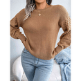 thumbnail image 4 of Chandail d'Hiver pour Femmes, Chandail Décontracté à Manches Longues, Col Rond, Ample, Tricoté Épais, Khaki m, 4 of 9