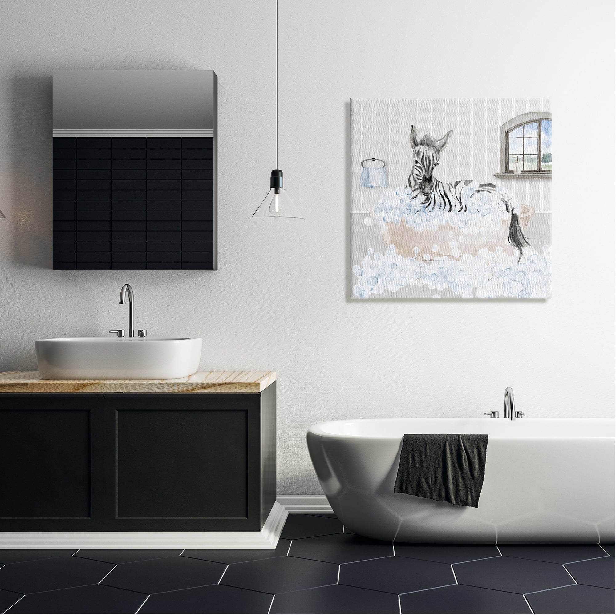 Stupell Zebra Splash Bubble Bath Animals & Insects Painting Gallery Wrapped Canvas Print Wall Art