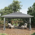 thumbnail image 2 of 12' x 12' Outdoor Gazebo Shelter, Pop Up Heavy Duty Double Roof Patio Gazebo with Netting and Curtains, Outdoor Patio Canopy for Lawn, Garden, Backyard, Deck, 2 of 9