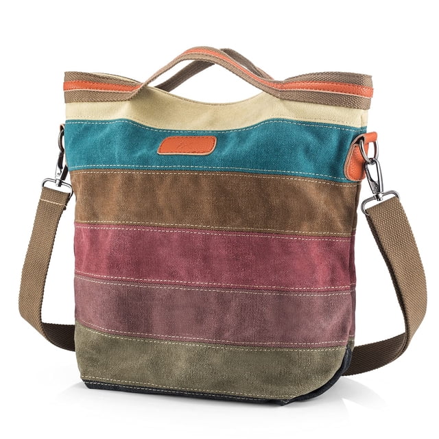 SNUG STAR Bolso de lona multicolor a rayas enrejado cruzado cuerpo bolso de hombro bolso de mano para mujer