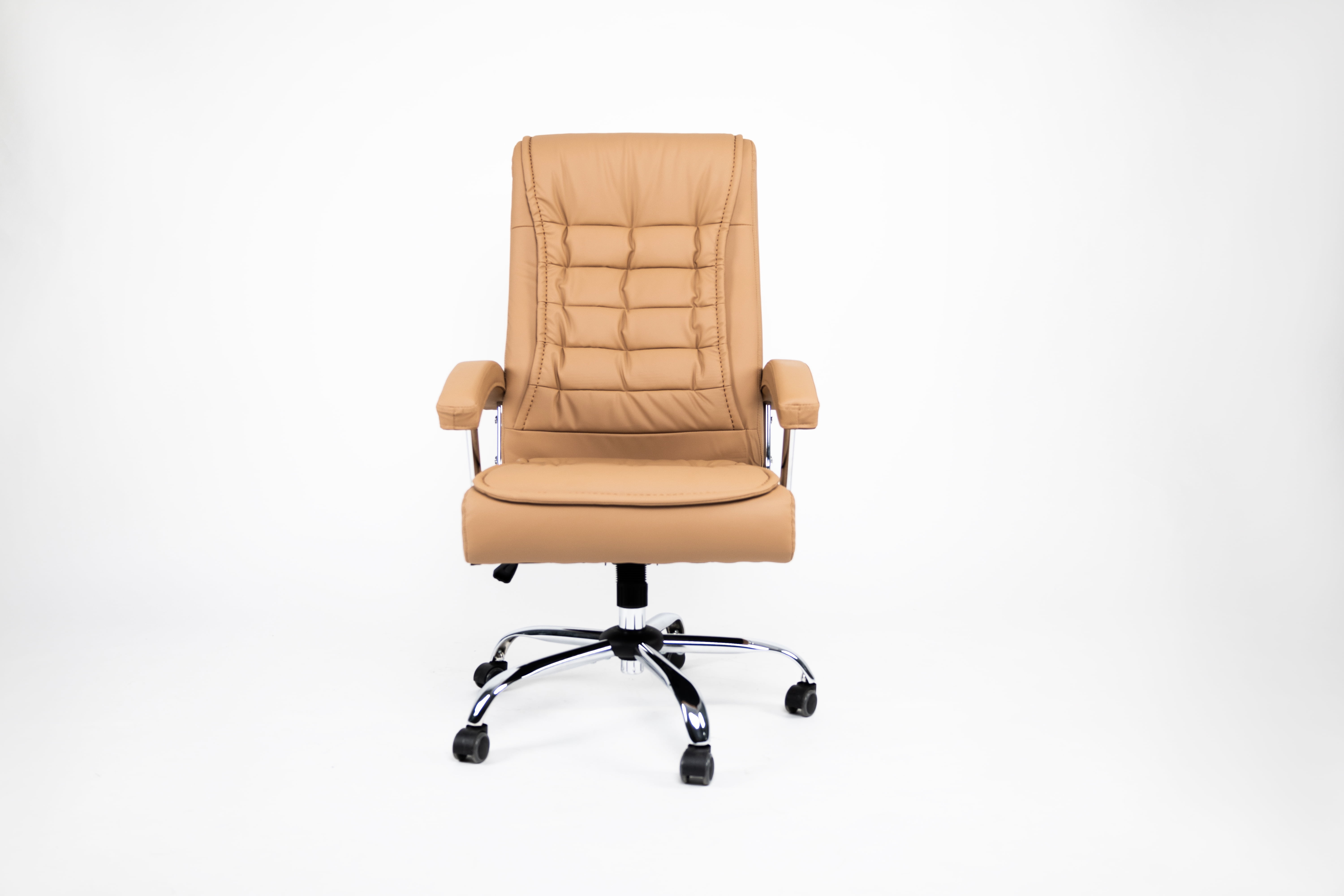 AISWORD High Back Executive Office Chair,PU Leather Ergonomic Computer Desk Chair with Spring Cushion,Chrome Armrests,Swivel Casters for Home Office,Camel