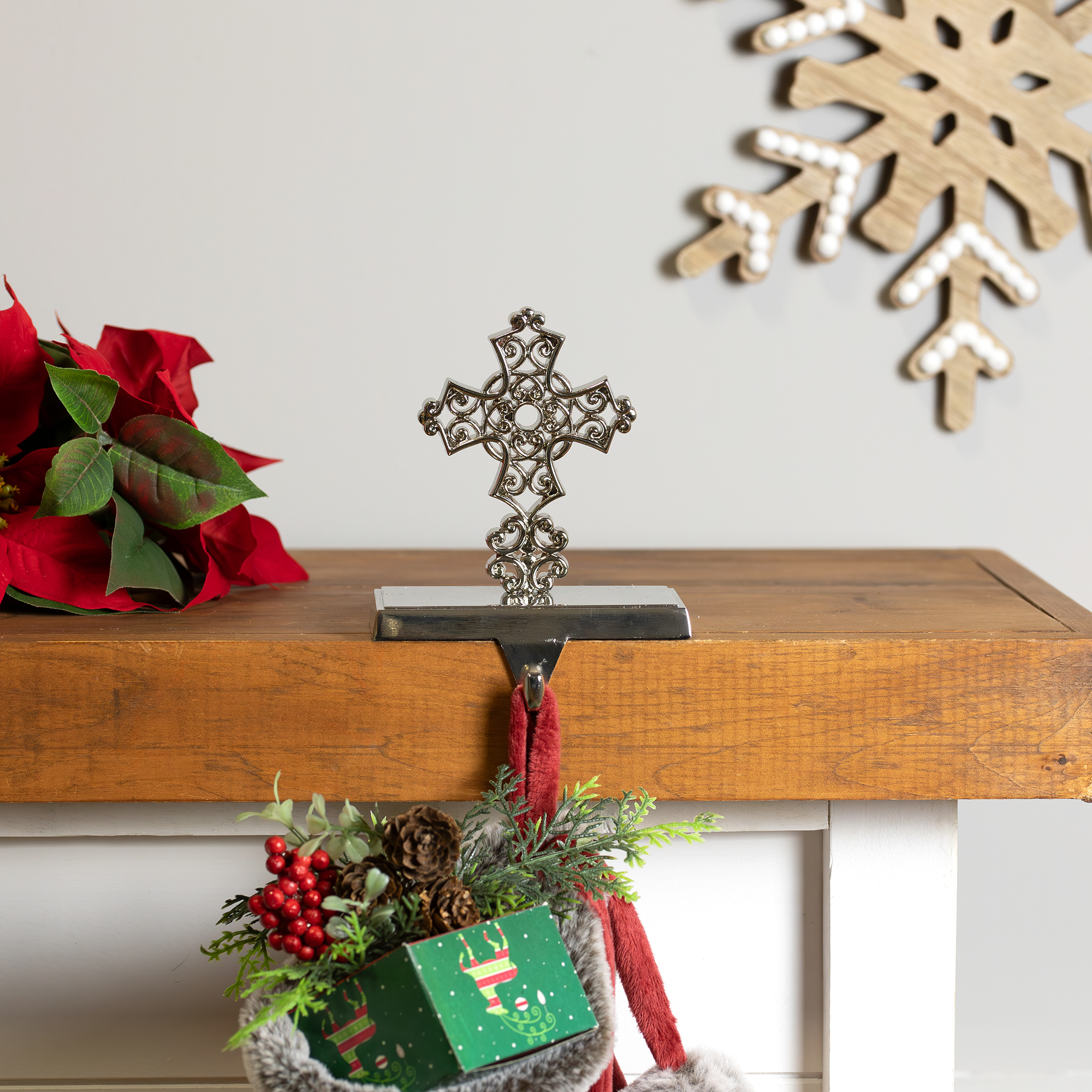 Northlight Filigree Cross Christmas Stocking Holder - 5"