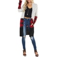 thumbnail image 6 of Women's Open Front Long Knit Cardigan Draped Snap Buffalo Plaid Shirt, 6 of 6