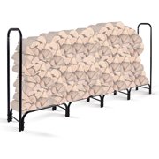 8ft Firewood Rack Outdoor, Wood Rack for Firewood, Outdoor Heavy Duty Log Rack Easy Assemble Fire Wood Racks for Patio Deck Wood Log Storage Stand, Black