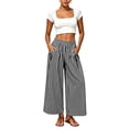 thumbnail image 5 of Ynynloco Women's Wide Leg Pants High Rise Lightweight Striped Casual Lounge Slouchy Palazzo Pants with Pockets, 5 of 6
