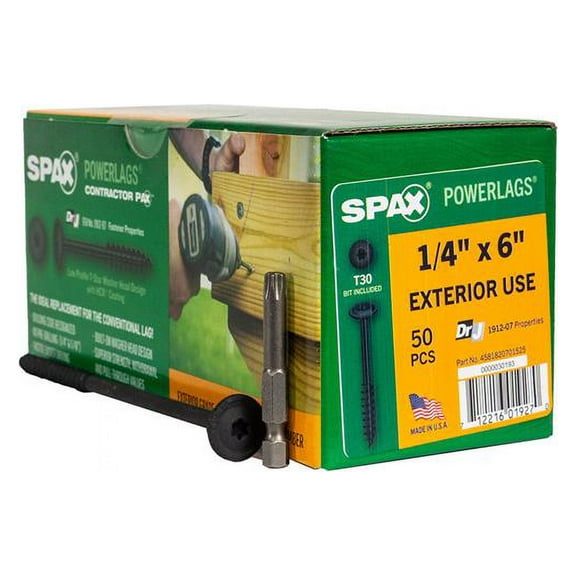 SPAX PowerLags 1/4 in. in. X 6 in. L T-30 Washer Head Structural Screws 50 pk