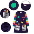 thumbnail image 2 of MXIEZI Toddler Kids Casual Dresses Girl Long Sleeve A-Line Swing Dress Spring Fall Cotton Dresses Embroidered Pockets Dress for 2-8 Years Old, 2 of 8