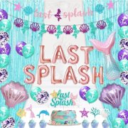 Last Splash Bachelorette Party Decorations, Mermaid Bachelorette Party Bridal Shower Fringe Curtain Mermaid Tail Sea Shell Ring Balloon Glitter Banner Cake Topper Teal Blue Purple Pink