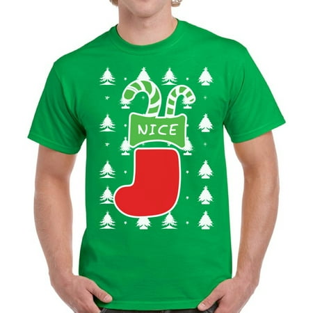 Nice Stocking Christmas Print Christmas Shirt for Men - S M L XL 2XL 3XL 4XL 5XL Xmas Graphic Tee - Holiday Tee Christmas Shirts Mens Top Gift
