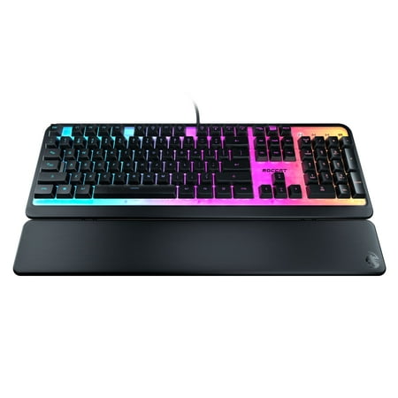 ROCCAT Magma Silent Membrane Switch PC Gaming Keyboard with 5 Zone/10 LED AIMO RGB Top Plate and Detachable Palm Rest - Black