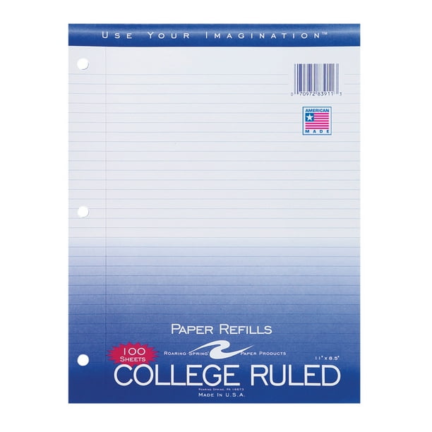 FILLER PAPER 8.5"x11" COLLEGE RULED WITH MARGIN